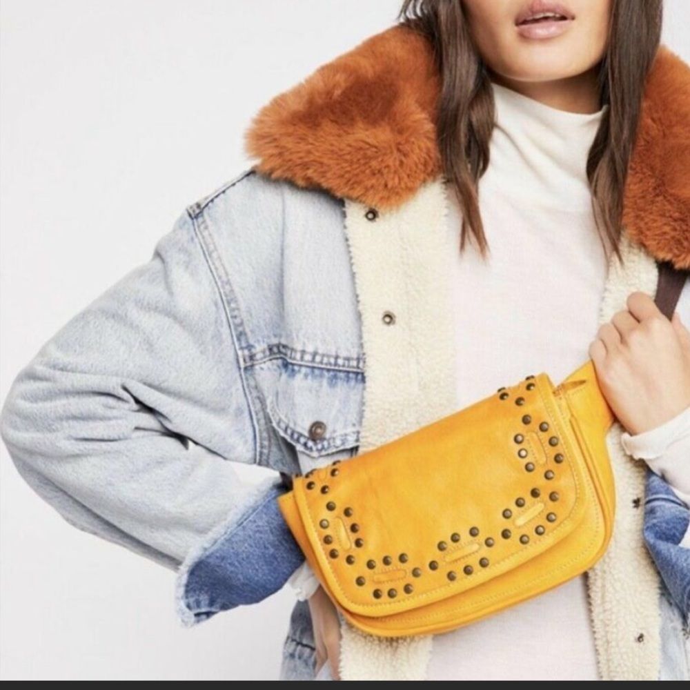 Free People Bed Stu Belt Bag Studded Leather canvas straps
